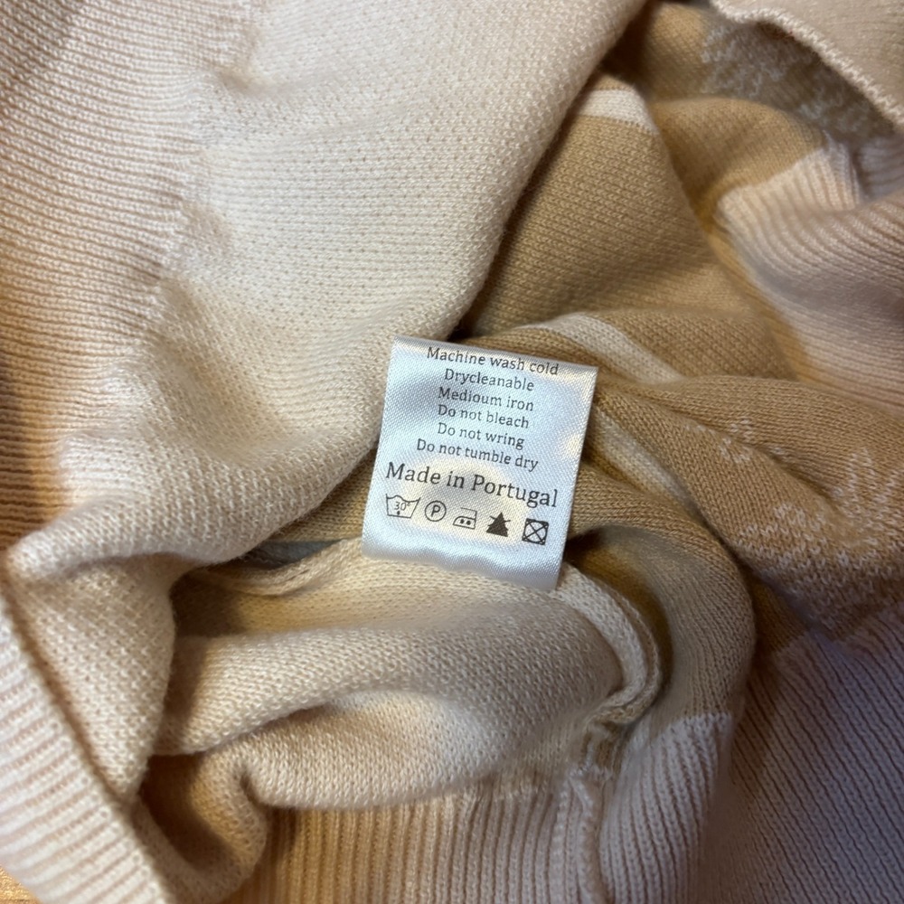 Dandy Del Mar Cream Snowflake Stripe Knit Polo Mens S Resortwear - Picture 5 of 7